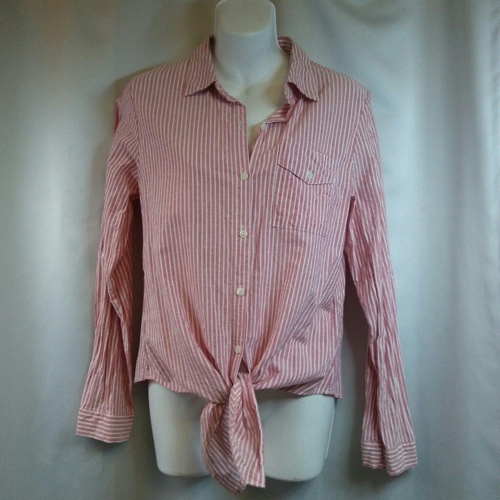 Tie Front Button Down Shirt from Love Bites, L